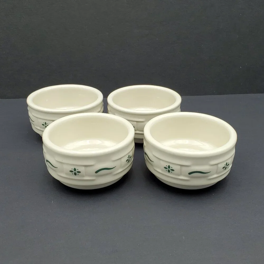 Longaberger Woven Traditions Heritage Green Stackable Custard Cups Ramekins